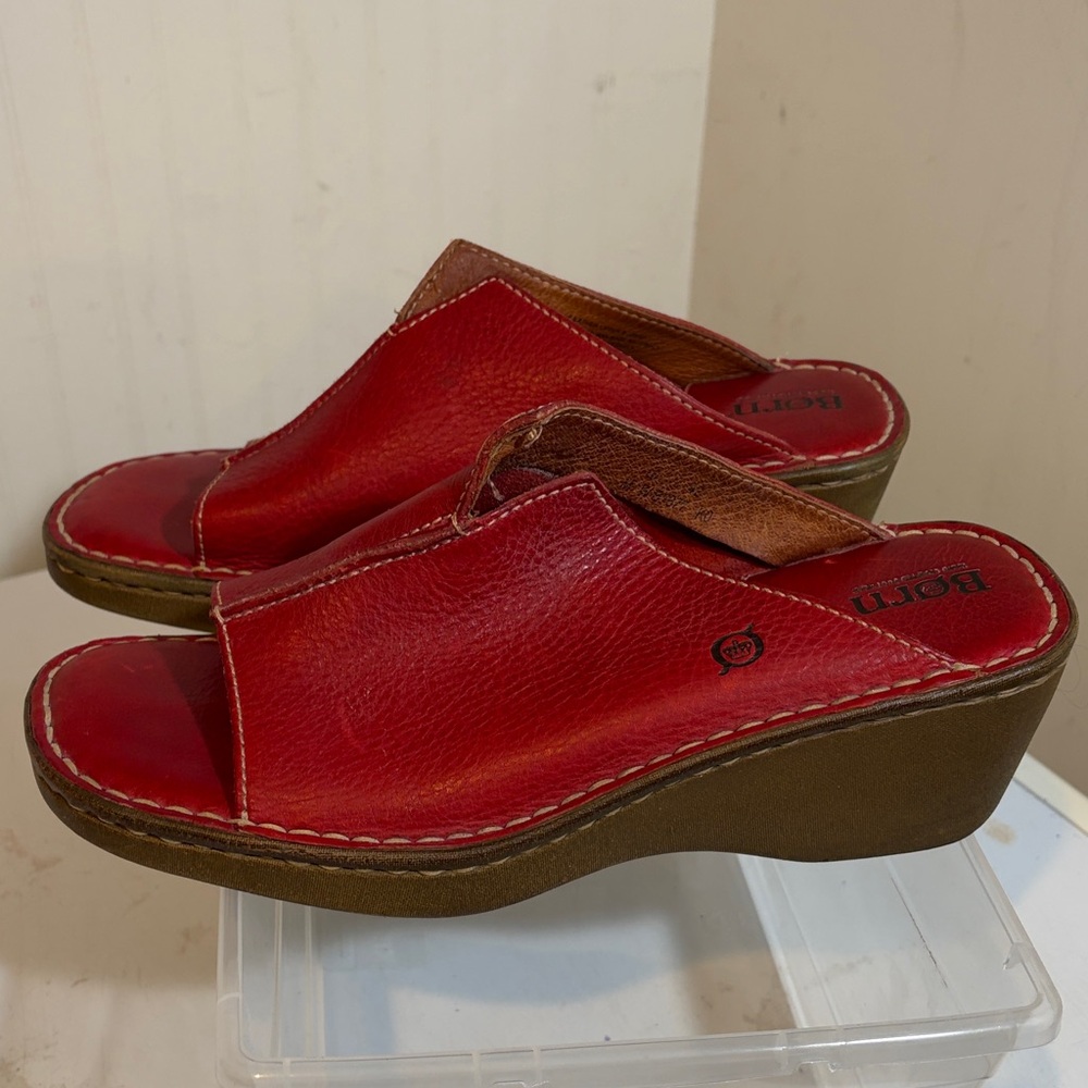 Born Cherry Red Leather Clogs - image 3